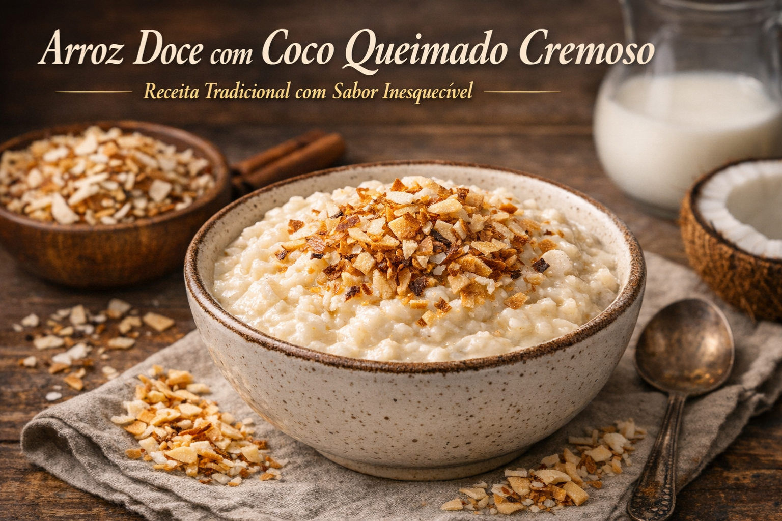 Arroz Doce com Coco Queimado Cremoso: Receita Tradicional com Sabor Inesquecível
